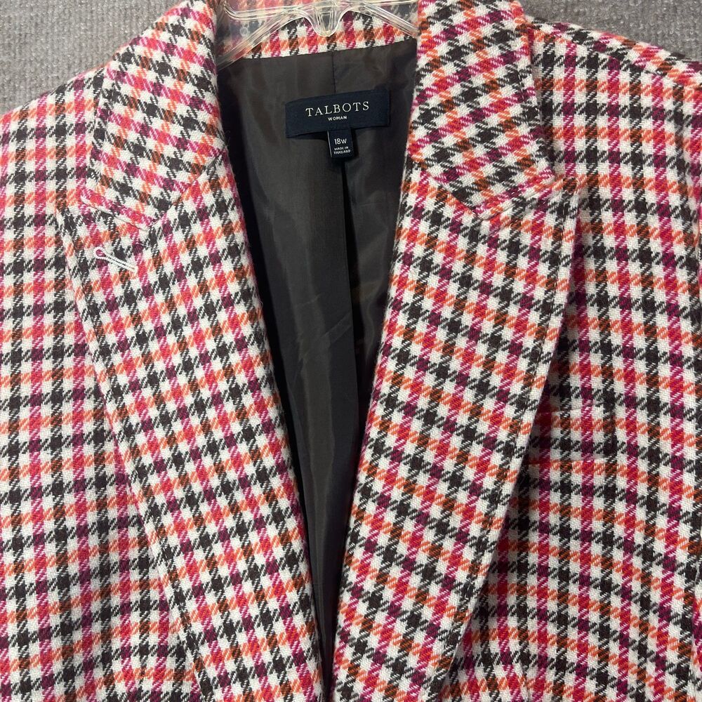 Talbots Blazer Womens 18W Plaid Houndstooth Career Classic Preppy Tailored Chic - Picture 3 of 16
